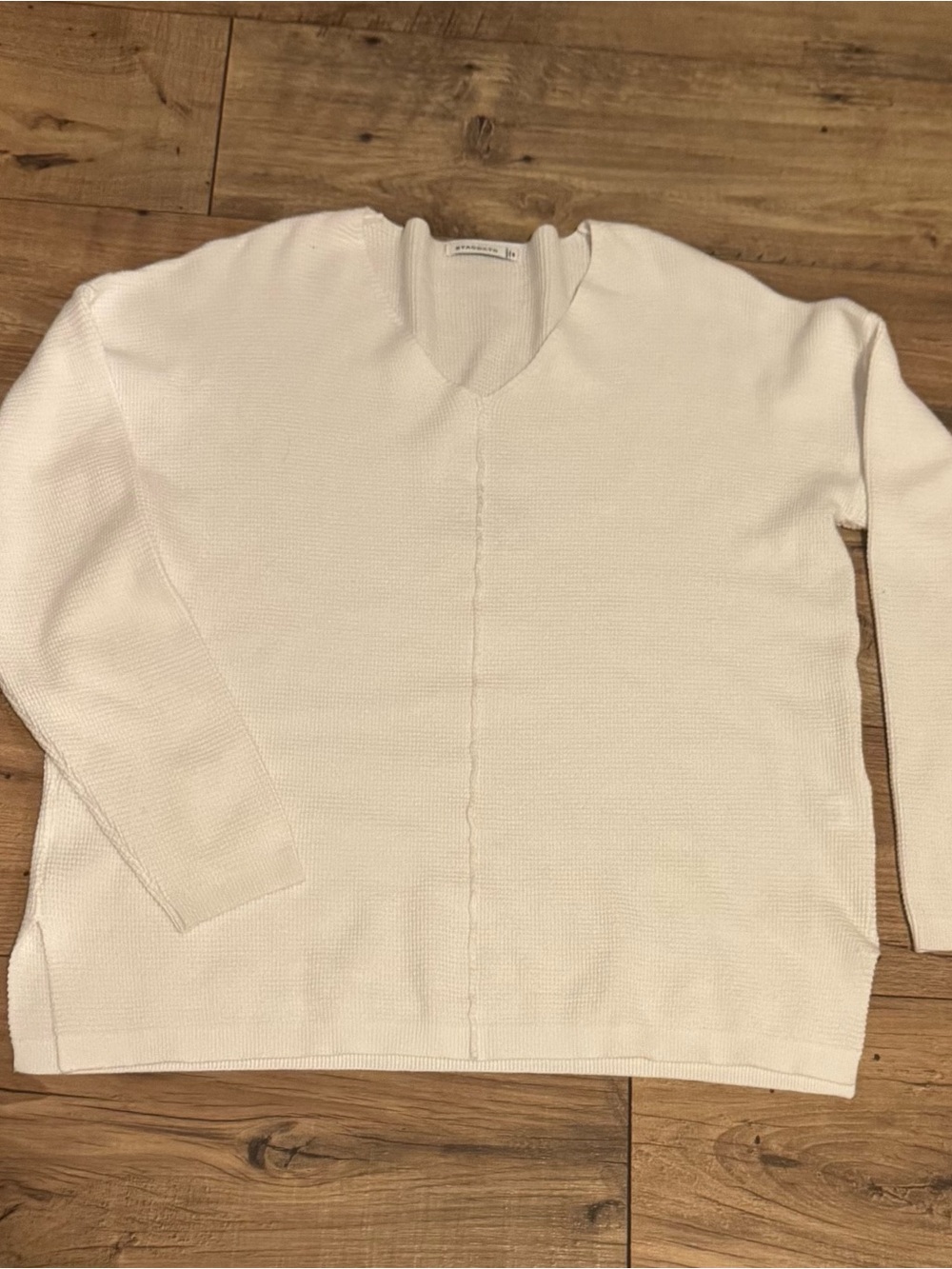 Staccato Cream Waffle Knit Crewneck Top